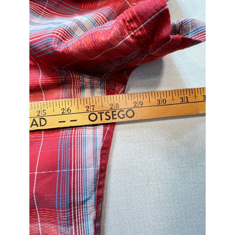 Eddie Bauer Men's Button Up Shirt Short Sleeve Size 2XL Red White Plaid Pockets - Picture 7 of 9